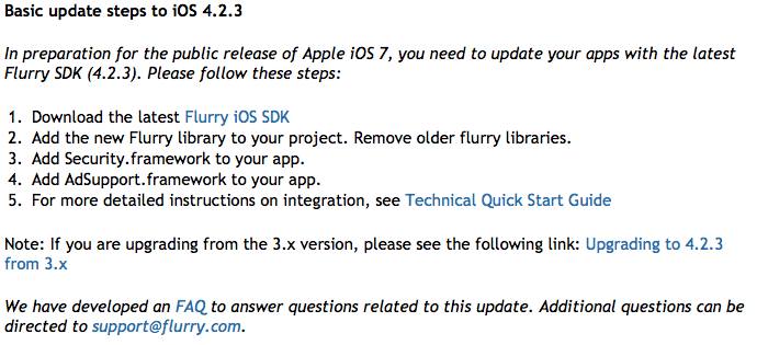 Flurry requires update for iOS 7